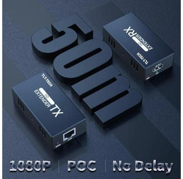 Main image of TLT-TECH HDMI-Compatible Over Cat5/6 Extender up to 164ft (50m) 1080P@60Hz Suppo