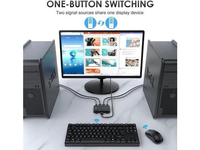 Alt view image 4 of 6 - KVM HDMI-Compatible Switch USB Selector 2 Port Pcs Sharing 2 Devices for Monitor