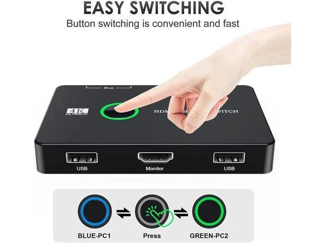Alt view image 5 of 6 - KVM HDMI-Compatible Switch USB Selector 2 Port Pcs Sharing 2 Devices for Monitor