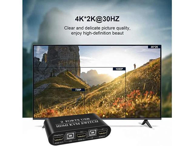 Alt view image 5 of 6 - Switch HDMI 2 Port Box 4K@30Hz & 3D & 1080P Supported, No Power Adapter Required