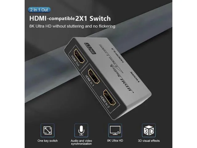 Alt view image 2 of 6 - HDMI 2.1-compatible 2 in 1 out Ultra speed 8k@60Hz and downward Switch adapter W