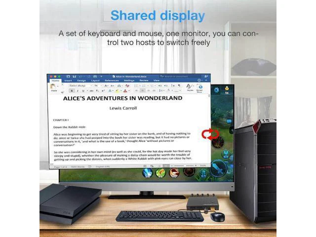 Alt view image 2 of 6 - Switch HDMI-compatible 2 Port Box USB 4K for Mouse Adaptive EDID / HDCP Printer