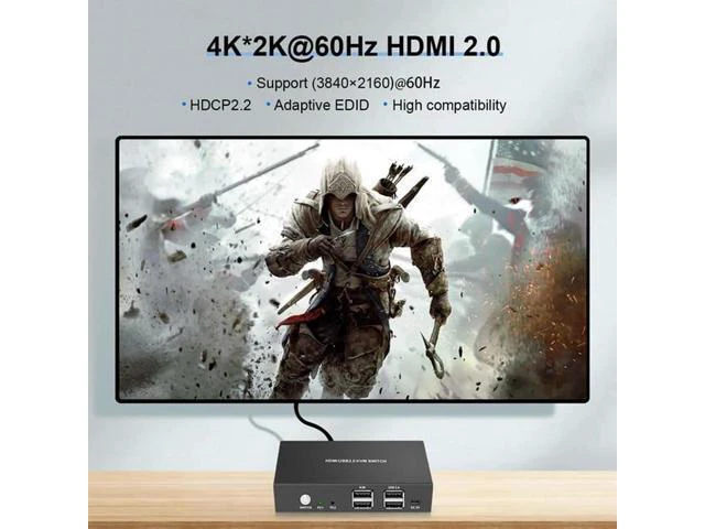 Alt view image 5 of 6 - 2 Computer Share one Monitor one Keyboard Mouse USB KVM Switch HDMI Splitter Sup
