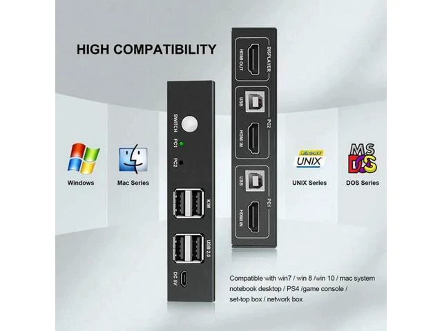 Alt view image 2 of 5 - 2 Computer Share one Monitor one Keyboard Mouse USB KVM Switch HDMI Splitter Sup