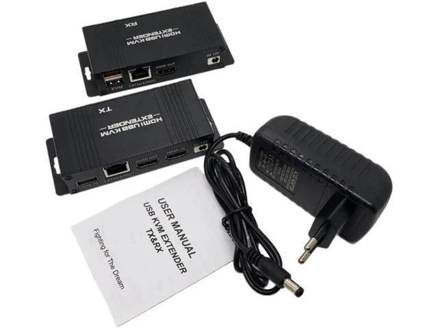 Alt view image 2 of 6 - KVM Extender HDMI Extender with USB KVM Control RJ45 60m over IP Cat6 POC Mouse