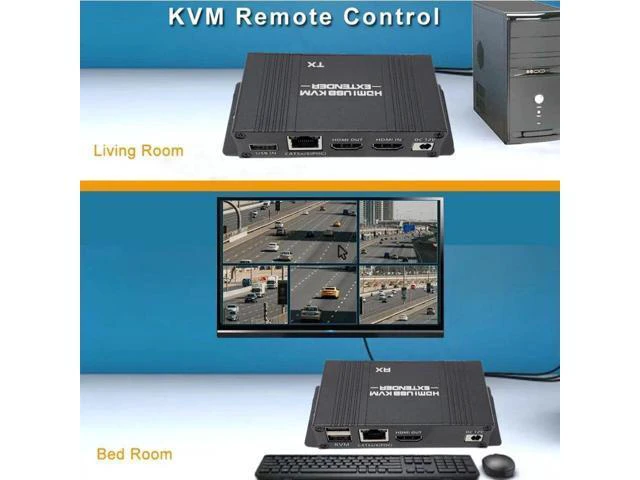 Alt view image 5 of 6 - KVM Extender HDMI Extender with USB KVM Control RJ45 60m over IP Cat6 POC Mouse
