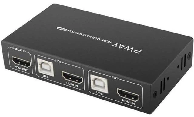 Alt view image 5 of 6 - 2 Computers 4K Kvm Hdmi Switches 2 Monitor and Usb 2.0 Switcher 2 in 1 out Switc
