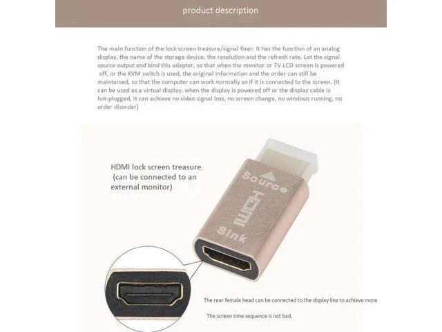 Alt view image 6 of 6 - 4X HDMI Lock Screen Signal Holder KVM HDMI2.0 Virtual Adapter EDID DDC Dummy Plu