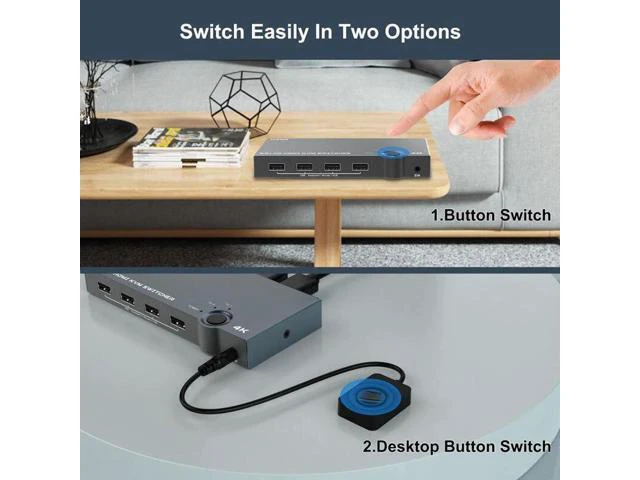 Alt view image 3 of 6 - 2 In 1 Out 4K 60Hz KVM HDMI Switch USB Swltch Splitter Box HUB Support Free Swit