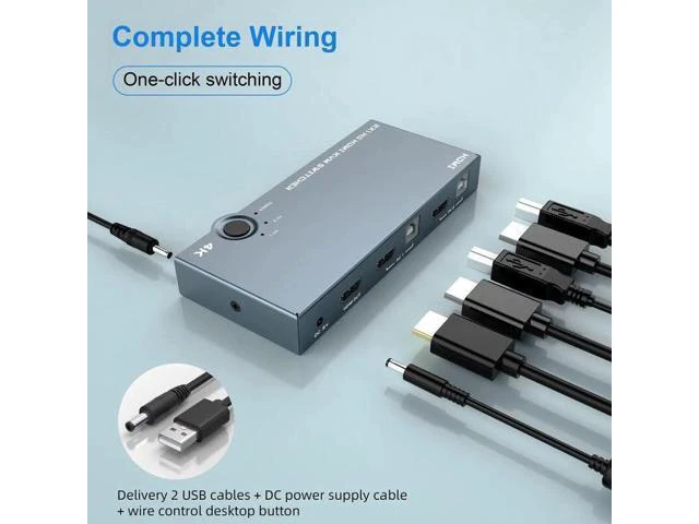 Alt view image 4 of 6 - 2 In 1 Out 4K 60Hz KVM HDMI Switch USB Swltch Splitter Box HUB Support Free Swit