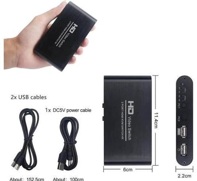 Main image of 4Kx2K@30Hz HDMI KVM Switcher Box 2 In 1 out for your monitor support hot plug ,Y