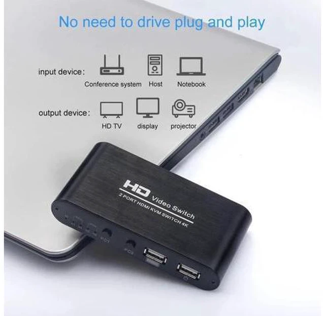 Alt view image 2 of 6 - 4Kx2K@30Hz HDMI KVM Switcher Box 2 In 1 out for your monitor support hot plug ,Y