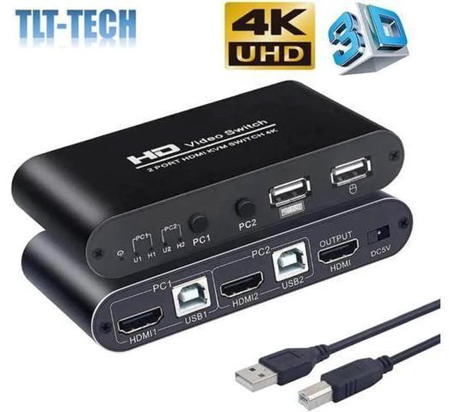 Alt view image 6 of 6 - 4Kx2K@30Hz HDMI KVM Switcher Box 2 In 1 out for your monitor support hot plug ,Y