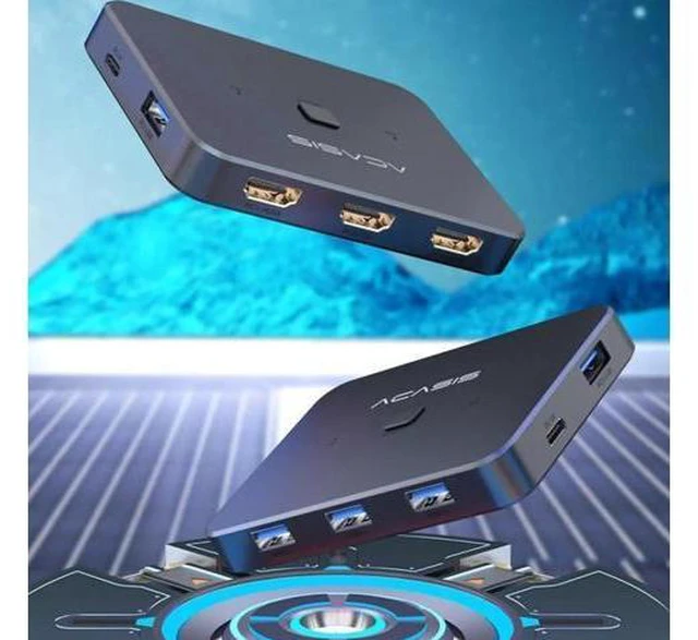Alt view image 2 of 5 - 4K KVM Switcher for PCs Sharing 1 Monitor Scanner 3X1 HDMI-compatible USB3.0 Top