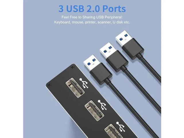 Alt view image 7 of 7 - 2 Port HDMI KVM Switch, USB HDMI Switch 4K, with 3x USB 2.0 Hub, 4K @60Hz 2 in 1