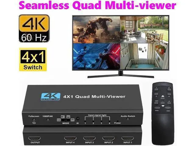 Main image of 4x1 Multi-viewer switcher 4K Seamless Quad Screen Real Time Multi Viewer Splitte
