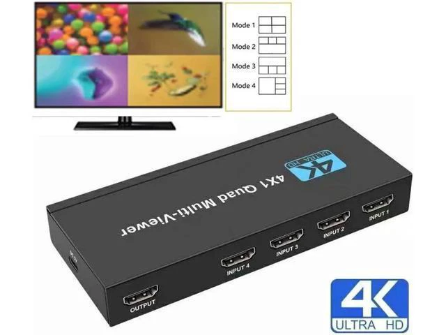 Alt view image 5 of 6 - 4x1 Multi-viewer switcher 4K Seamless Quad Screen Real Time Multi Viewer Splitte