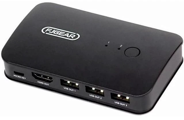 Alt view image 2 of 6 - 2 Ports KVM Switch HDMI-compatible 2 Input 1Output Two Computer Device Share Dis