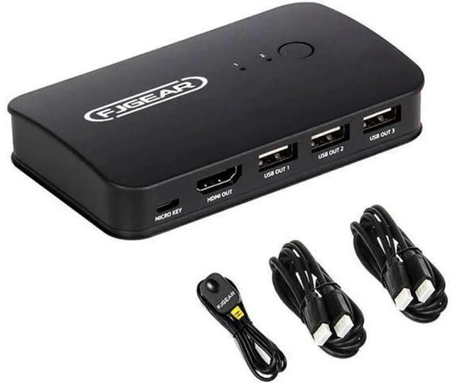 Alt view image 6 of 6 - 2 Ports KVM Switch HDMI-compatible 2 Input 1Output Two Computer Device Share Dis