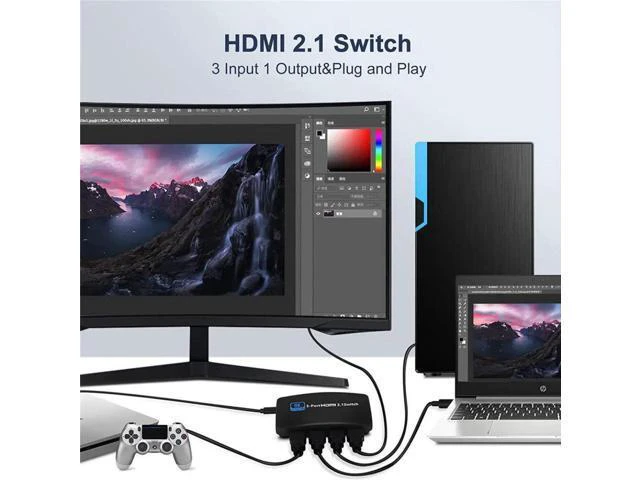 Alt view image 3 of 6 - Video Control Module HDMI2.1 3X1 Switch 4K 120Hz 4 in 3 out 8K 60Hz Splitter wit