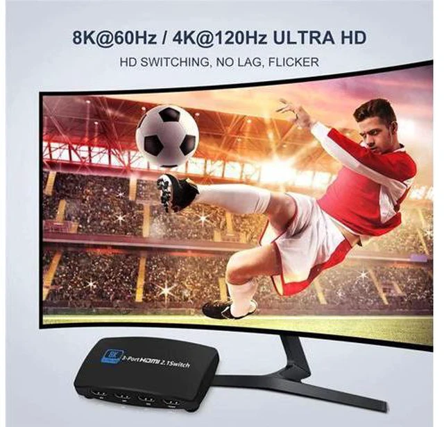 Alt view image 4 of 6 - Video Control Module HDMI2.1 3X1 Switch 4K 120Hz 4 in 3 out 8K 60Hz Splitter wit