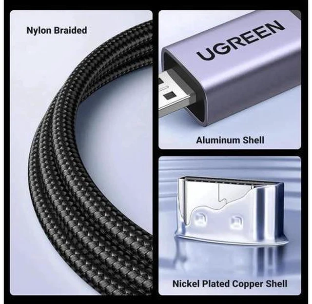 Alt view image 3 of 7 - UGREEN 8K Micro HDMI to HDMI Cable 3.3FT, 2.1 Aluminum Shell Braided 48Gbps Ultr