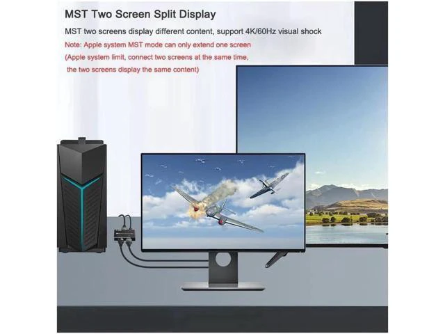 Alt view image 3 of 7 - 8K Displayport to HDMI + DP Splitter DP to HDMI Converter DP 8K@30Hz 4K@120Hz Hi