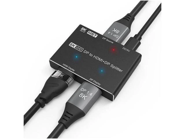 Alt view image 4 of 7 - 8K Displayport to HDMI + DP Splitter DP to HDMI Converter DP 8K@30Hz 4K@120Hz Hi