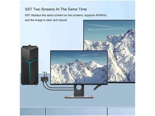 Alt view image 6 of 7 - 8K Displayport to HDMI + DP Splitter DP to HDMI Converter DP 8K@30Hz 4K@120Hz Hi