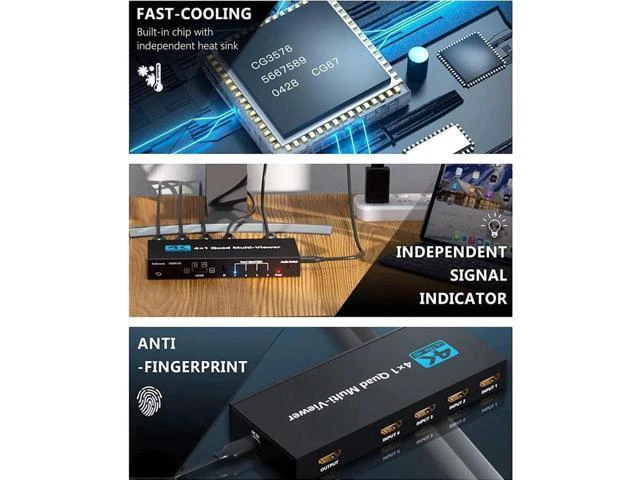 Alt view image 6 of 7 - 4x1 Multi-viewer switcher 4K Seamless Quad Screen Real Time Multi Viewer Splitte