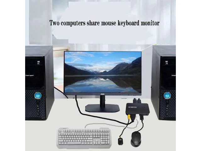 Alt view image 3 of 6 - HDMI-compatible KVM Switch with Extender 1080p Share 2xUSB Disk Monitor Printer