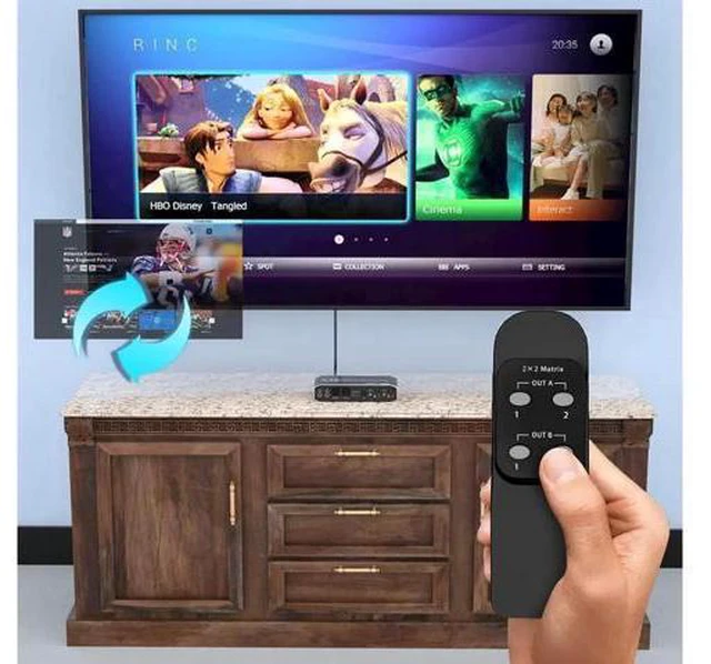 Alt view image 5 of 7 - 2x2 4K HDMI Switch, 2x2 HDMI Matrix Switcher, 4K 60Hz Video Switcher 2 in 2 Out