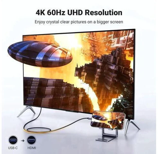 Alt view image 7 of 7 - UGREEN USB C to HDMI Cable (4K@60Hz) 6.6FT, Type C to HDMI Adapter Thunderbolt 4