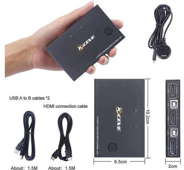 Alt view image 5 of 7 - 2 Ports Displayport HDMI KVM Switch Box, USB Displayport and HDMI KVM Switcher f