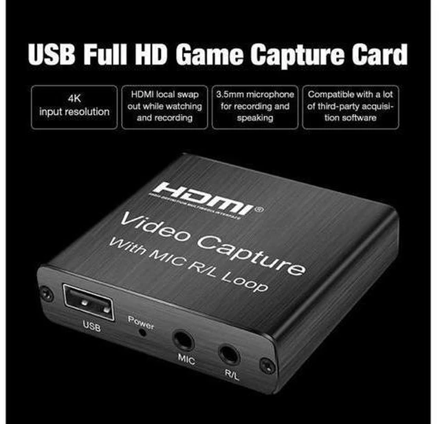 Alt view image 6 of 7 - 4K Video Capture Card with HDMI Loop 3.5mm R/L Stereo/MIC Output HD 1080P Broadc
