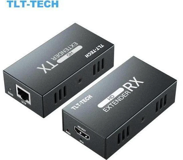 Alt view image 2 of 6 - TLT-TECH HDMI-Compatible Over Cat5/6 Extender up to 164ft (50m) 1080P@60Hz Suppo