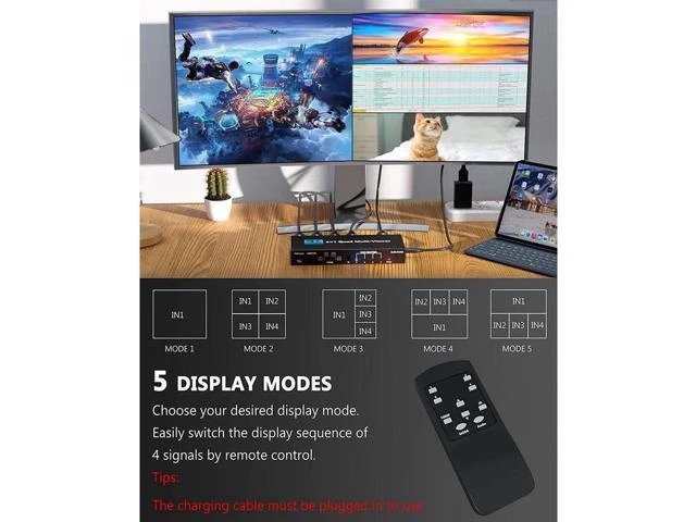 Alt view image 5 of 7 - 4x1 Multi-viewer switcher 4K Seamless Quad Screen Real Time Multi Viewer Splitte
