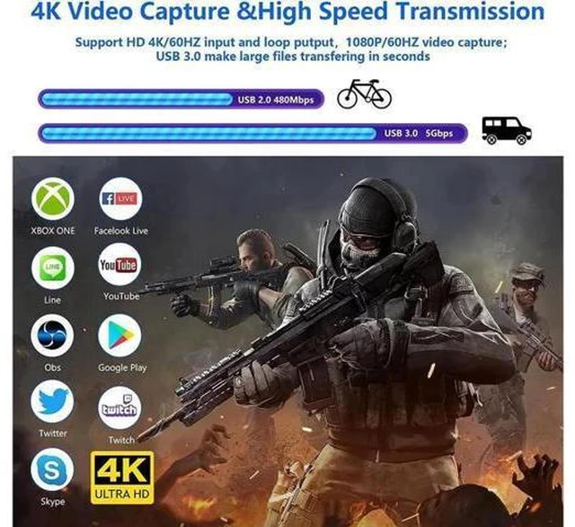Alt view image 2 of 7 - 4K Capture Card, Game Capture Card for Nin-tendo Switch,1080P HDMI Video Capture