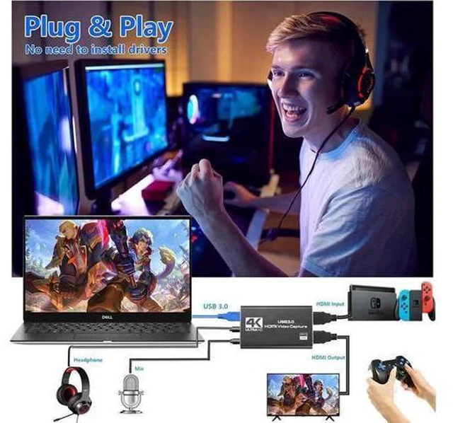 Alt view image 6 of 7 - 4K Capture Card, Game Capture Card for Nin-tendo Switch,1080P HDMI Video Capture
