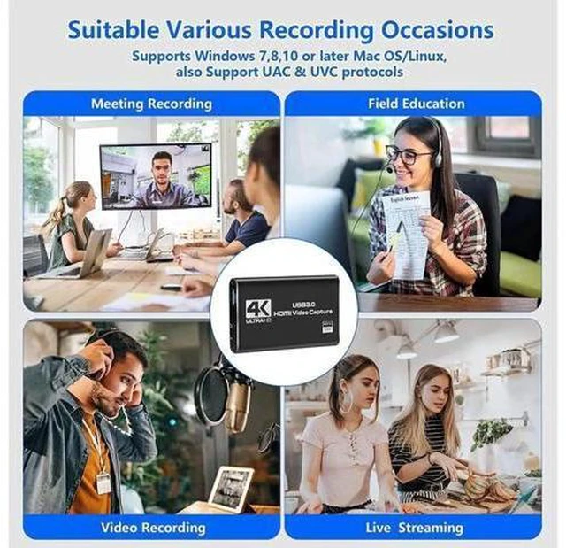 Alt view image 7 of 7 - 4K Capture Card, Game Capture Card for Nin-tendo Switch,1080P HDMI Video Capture
