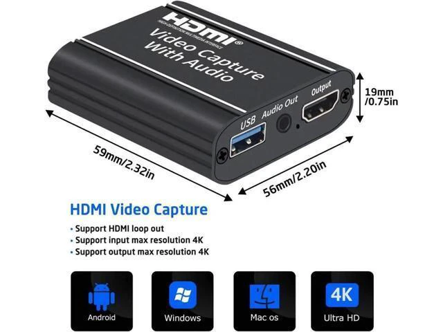 Alt view image 4 of 7 - Capture Card with Loop Out, Video Capture with Audio, 4K HDMI Game Capture USB 2