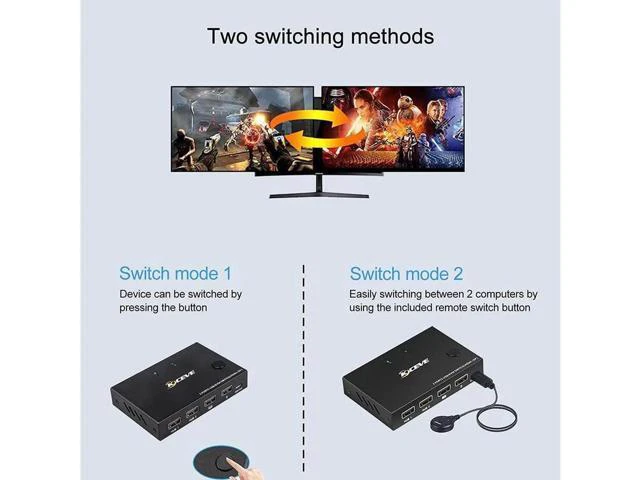 Alt view image 7 of 7 - 2 Port HDMI +DisplayPort KVM Switch for 2 Computers, DP HDMI USB KVM Switch for