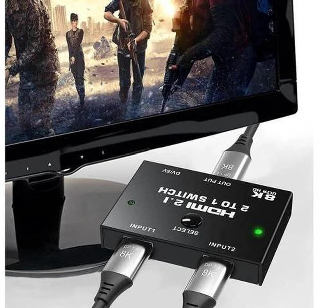 Alt view image 3 of 7 - 8K HDMI Switcher - 2 Ports HDMI 2.1 Switcher 2 in 1 Out HDMI Switcher Support 8K