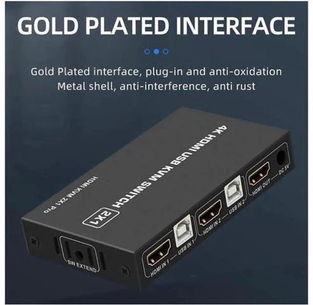 Alt view image 2 of 6 - 2 Ports HDMI KVM Switch USB HDMI KVM Switcher 4Kx2K@30Hz HDMI 1.4 for 2 Computer