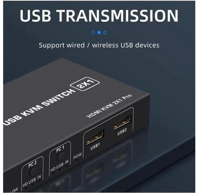 Alt view image 3 of 6 - 2 Ports HDMI KVM Switch USB HDMI KVM Switcher 4Kx2K@30Hz HDMI 1.4 for 2 Computer