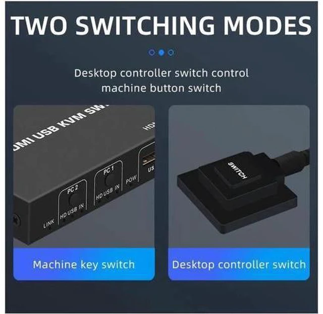 Alt view image 6 of 6 - 2 Ports HDMI KVM Switch USB HDMI KVM Switcher 4Kx2K@30Hz HDMI 1.4 for 2 Computer