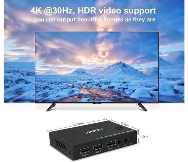 Alt view image 3 of 7 - 2 Ports TYPE-C HDMI KVM Switch 4Kx2K@30Hz 2 In 1 Out Keyboard Mouse and Printer