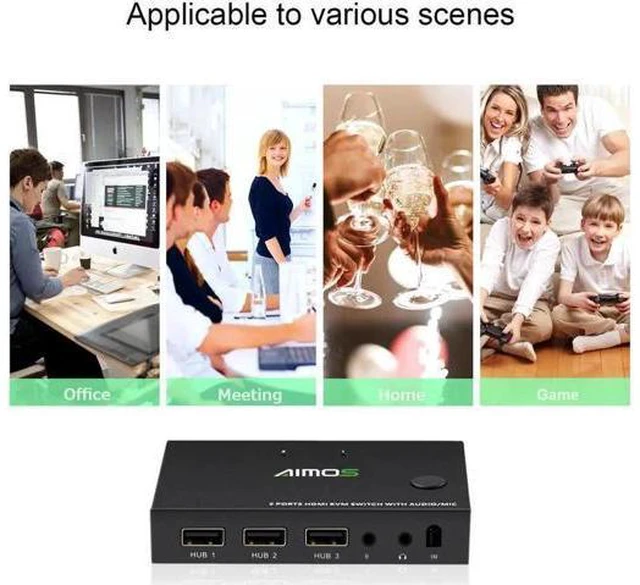 Alt view image 5 of 7 - 2 Ports TYPE-C HDMI KVM Switch 4Kx2K@30Hz 2 In 1 Out Keyboard Mouse and Printer