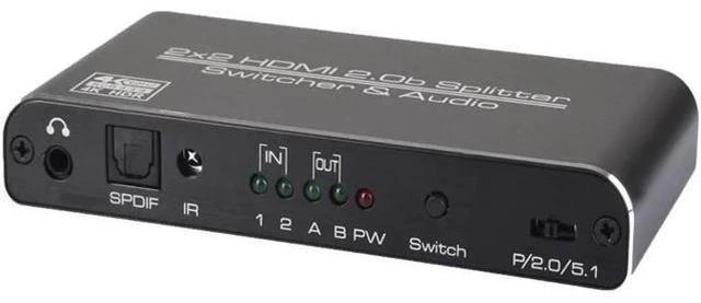 Alt view image 5 of 7 - 2 In 2 Out 4k@60Hz HDMI-compatible 2.0 Switch Splitter 2*2 Matrix 3D HDCP2.2 HDR