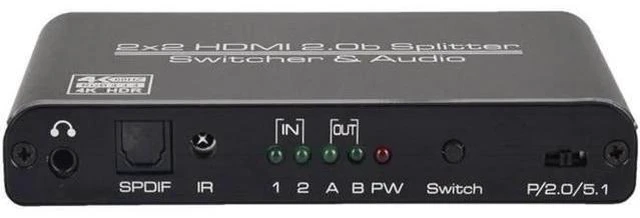 Alt view image 7 of 7 - 2 In 2 Out 4k@60Hz HDMI-compatible 2.0 Switch Splitter 2*2 Matrix 3D HDCP2.2 HDR